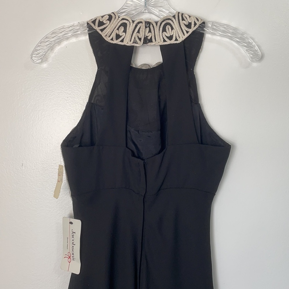Jessica McClintock Gunne Sax Embroidered Black Halter Dress - Picture 4 of 10